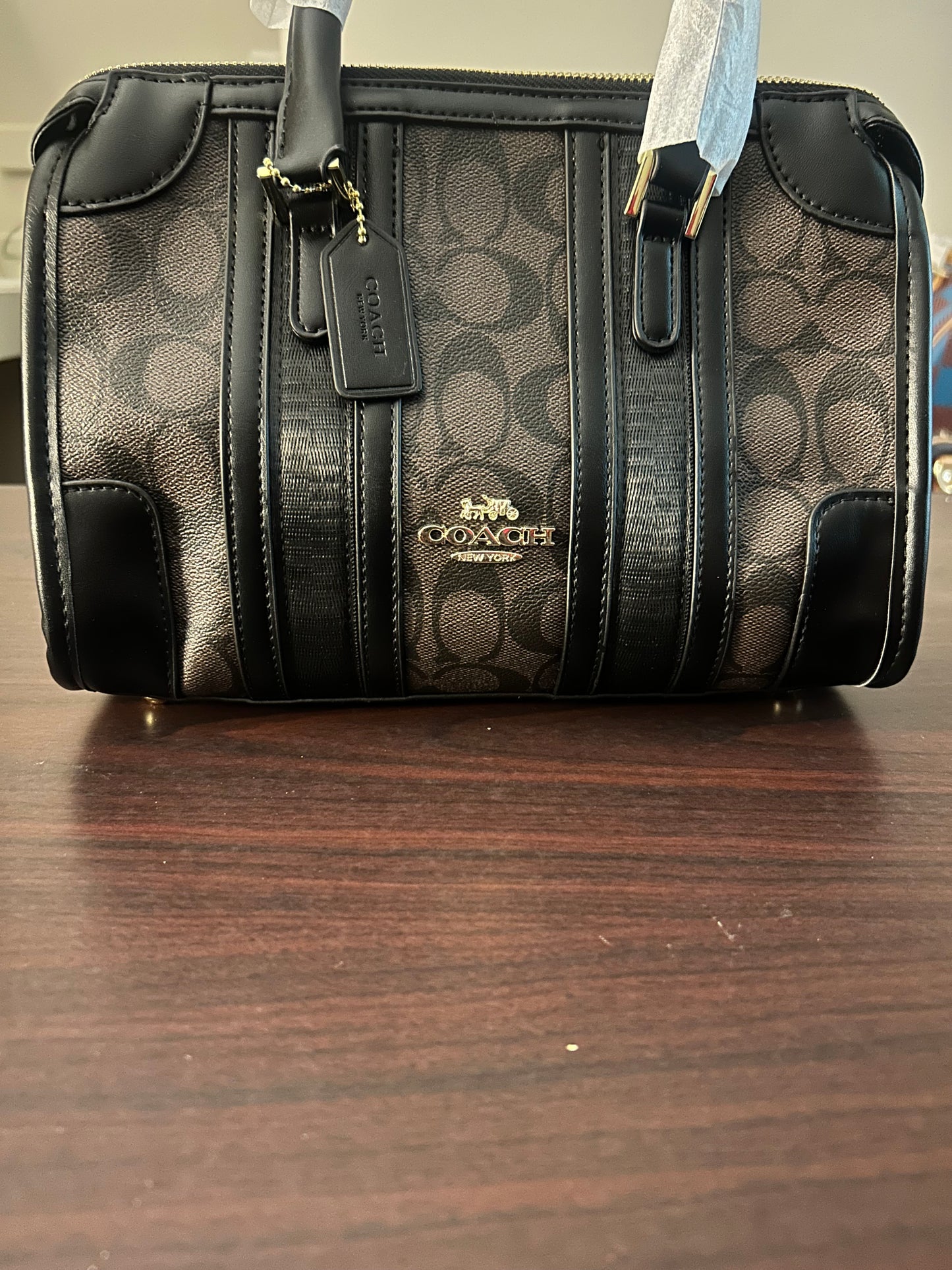 Coach Andrea Carryall bag in signature jacquard (Black/Brown)