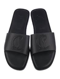Christian Louboutin black leather mules