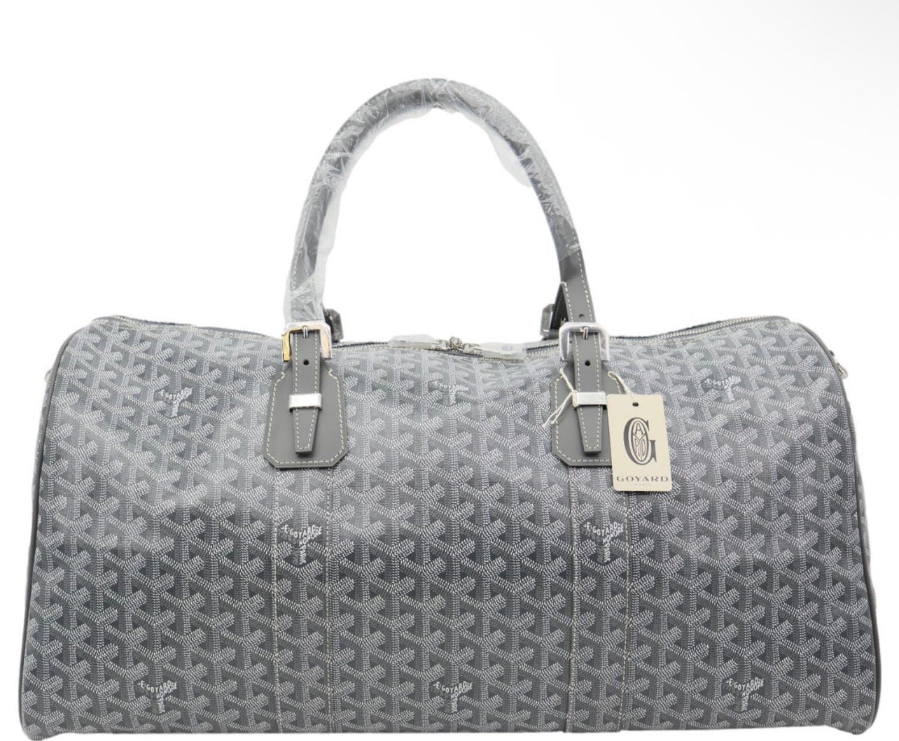 GOYARD 50 Chevron Print Canvas Boston Bag Grey