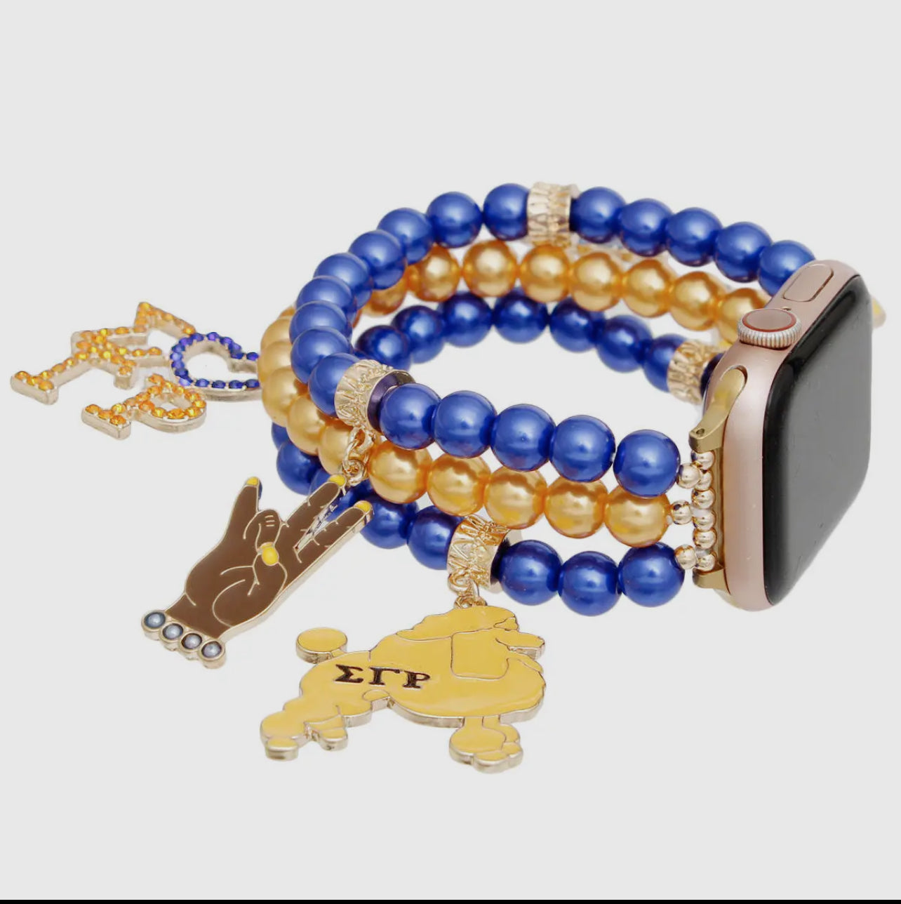 SGRHO Sorority Gold Blue Pearl Watch Band
