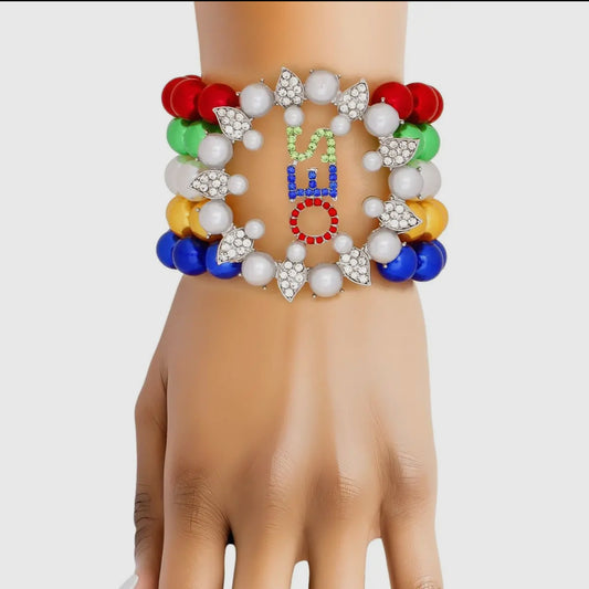 OES Sorority Multi Pearl 5 Strand Bracelet