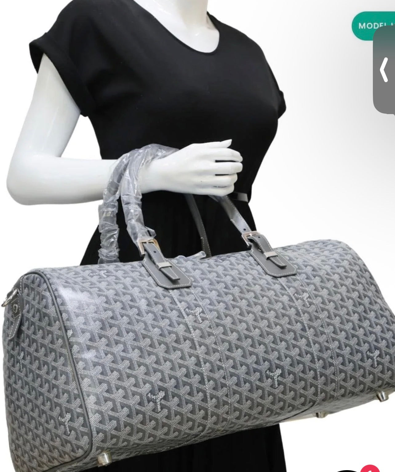 GOYARD 50 Chevron Print Canvas Boston Bag Grey