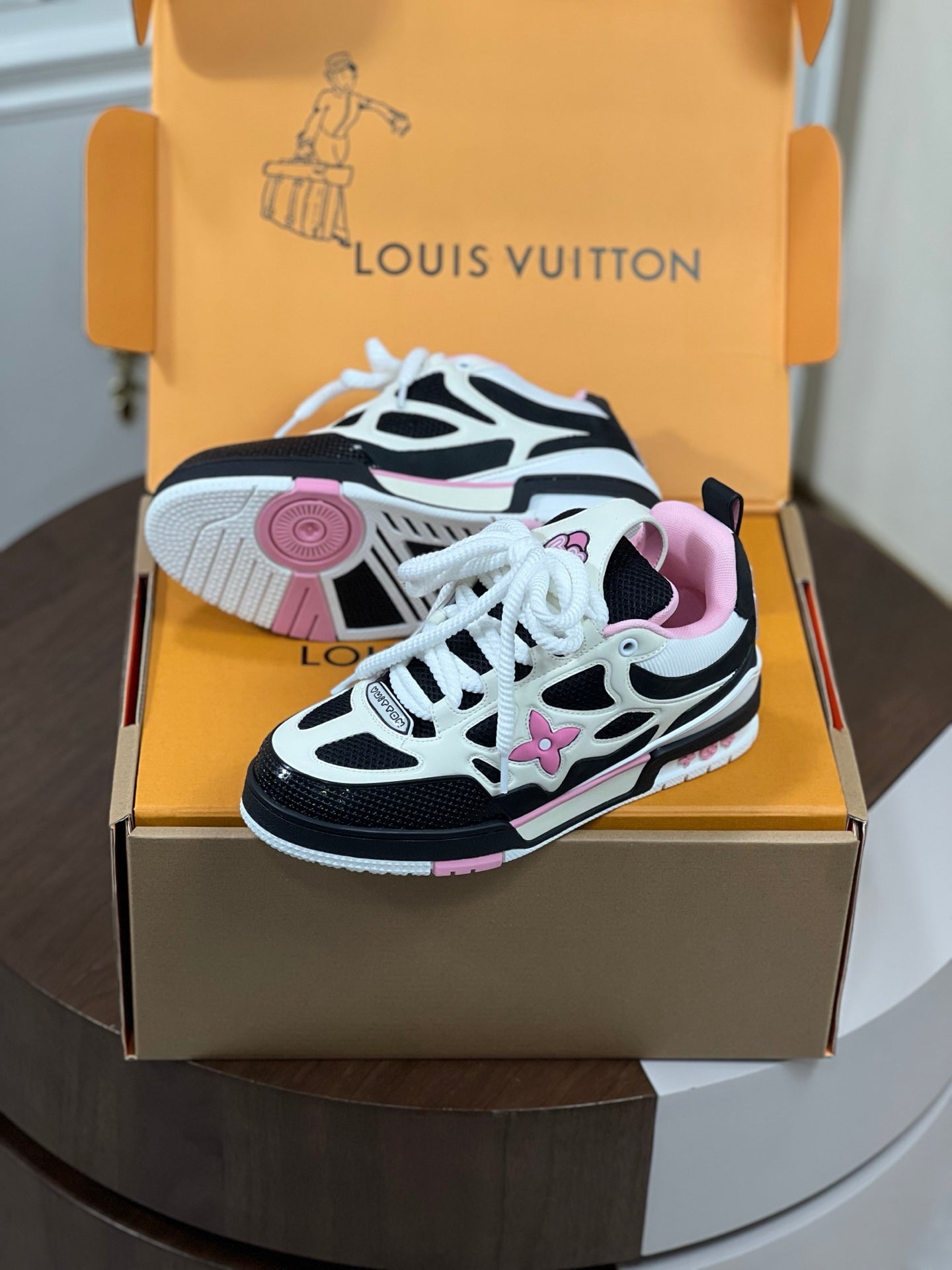 Louis Vuitton LV Skate Sneaker in Black Cream Pink
