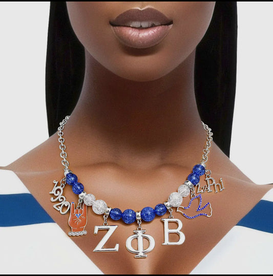 Blue Bead Zeta Necklace