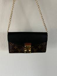Louis Vuitton Pallas Chain Wallet in Monogram Canvas and Noir black leather