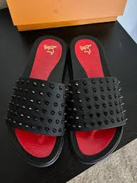 Christian Louboutin Gun Metal Spikes Mules