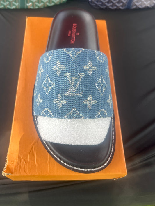 Louis Vuitton Blue Monogram Denim Mules