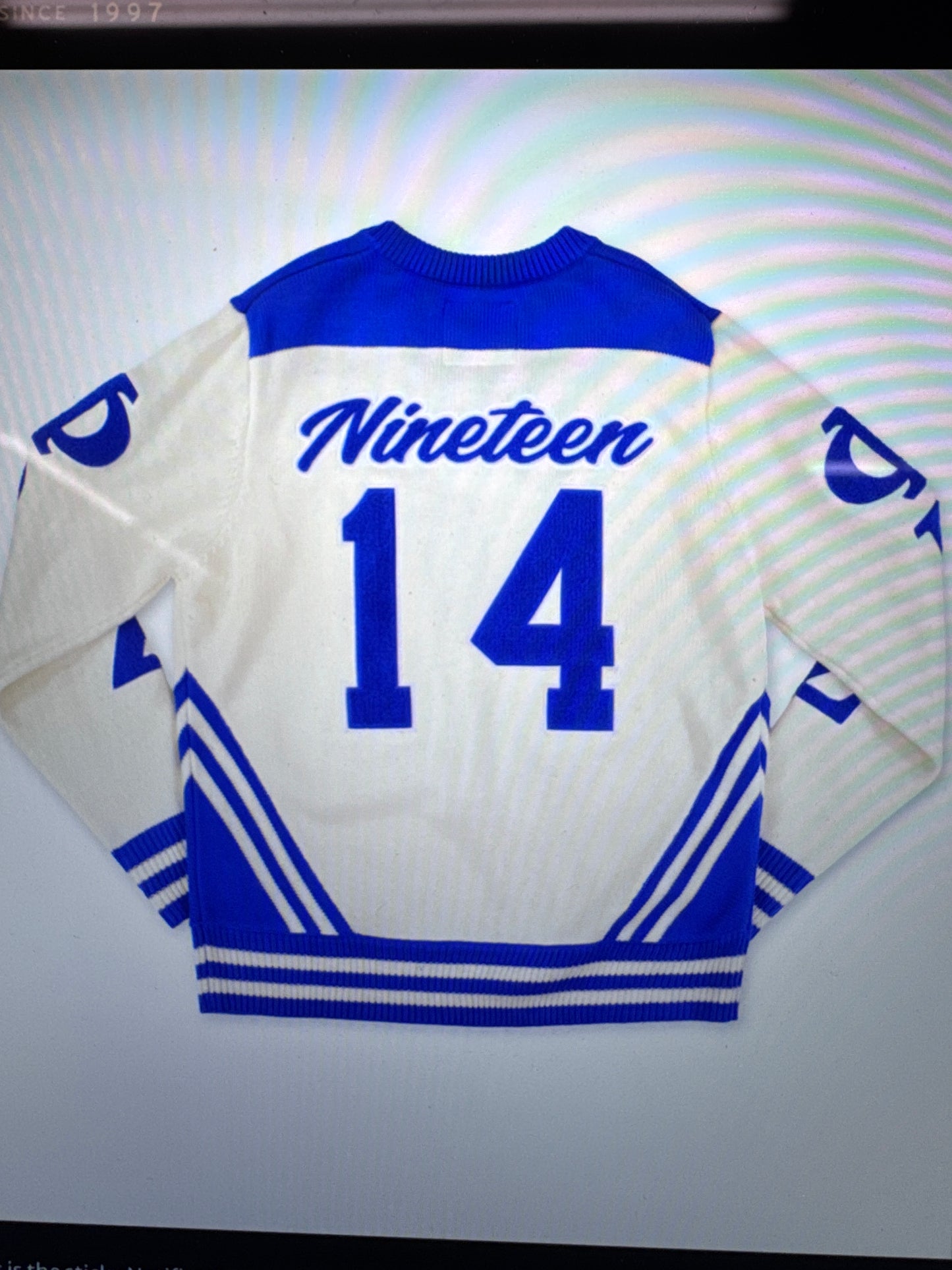 Big Boy Phi Beta Sigma Divine 9 S5 V-Neck Sweater in ivory white and royal blue
