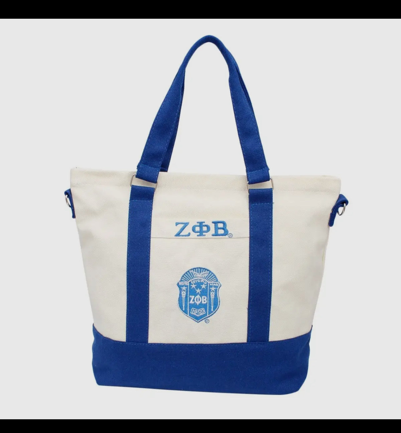 ZPB Sorority Thick Canvas Embroidered Tote Bag