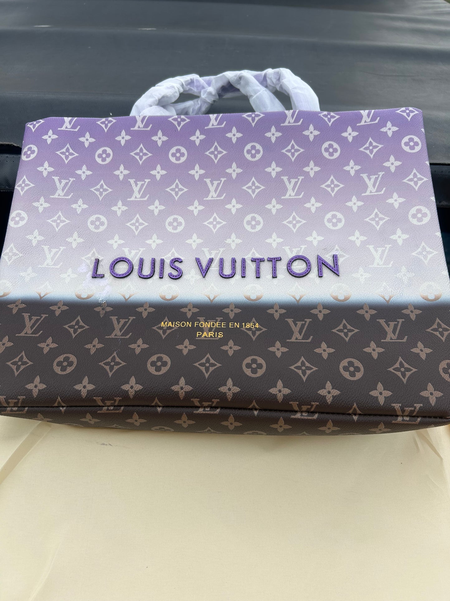 Louis Vuitton Shopper Tote MM bag, featuring a gradient purple monogram coated canvas design.
