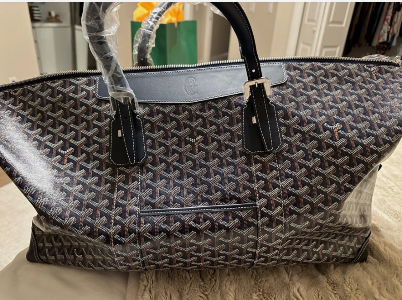 Navy blue Goyard Croisière travel bag