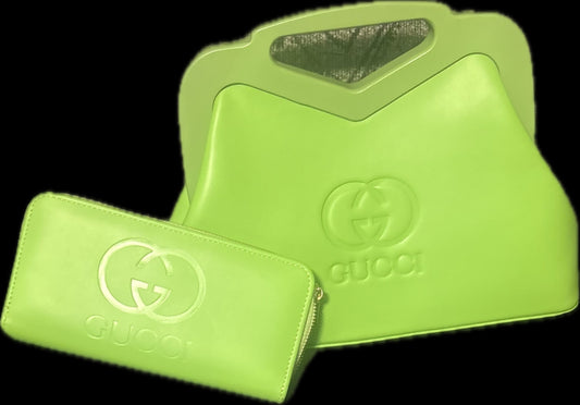 Neon Green Gucci Handbag W/Wallet