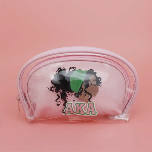 AKA Pink Cosmetic Pouch Set Pink and Green Multi Tone