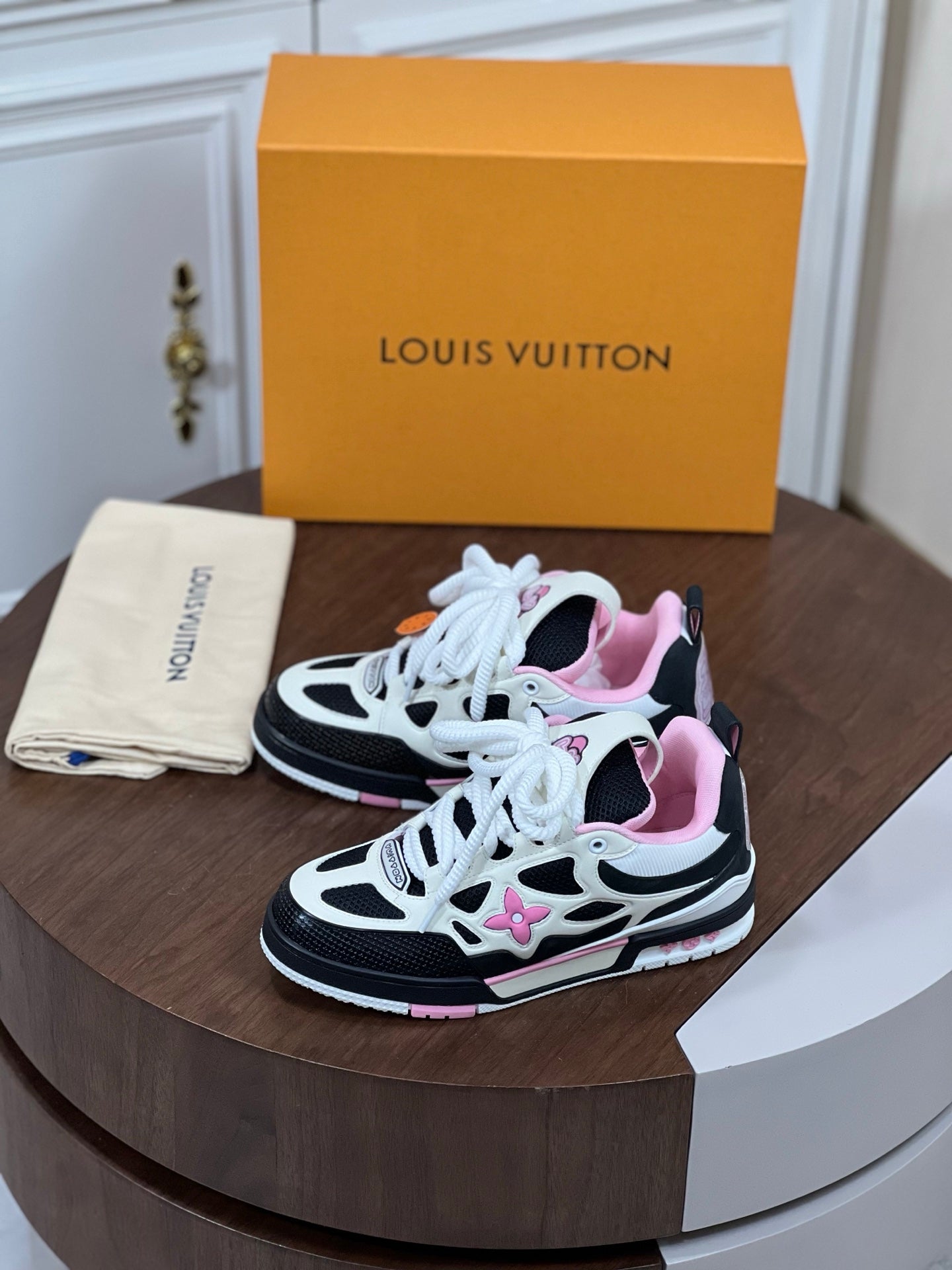 Louis Vuitton LV Skate Sneaker in Black Cream Pink