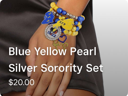 Blue Yellow Pearl Silver SGRHO Sorority Set
