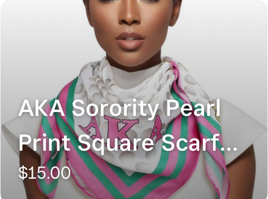 AKA Sorority Pearl Print Square Scarf for Women