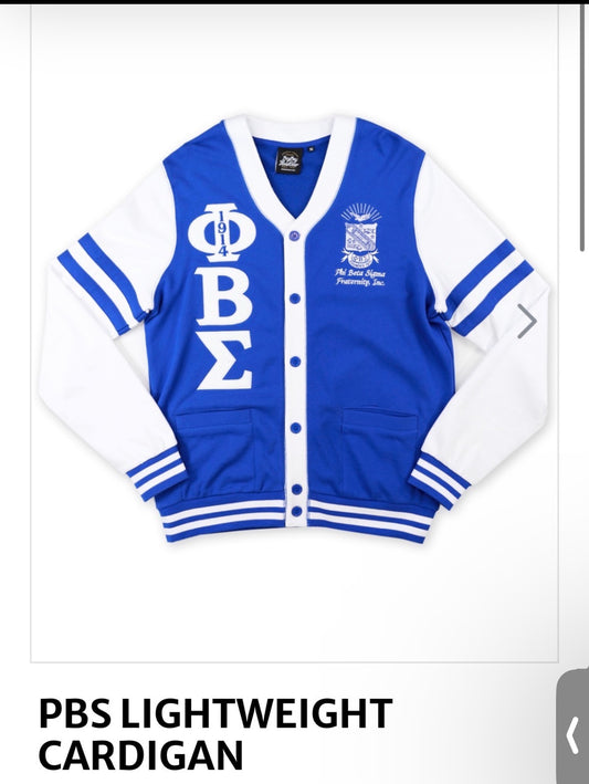 Phi Beta Sigma Fraternity, Inc. lightweight cardigan in royal blue and white
