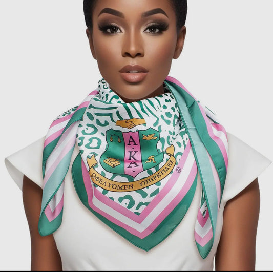 AKA Sorority Animal Print Square Scarf for Women