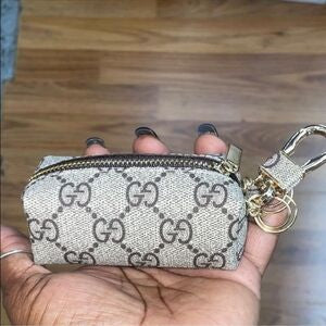 Gucci Ophidia zip key pouch in beige and dark brown GG Supreme canvas