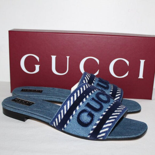 Gucci Women's Logo Denim Slide Sandals