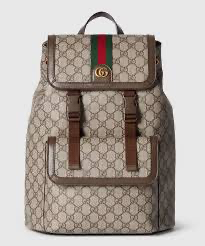Gucci Ophidia GG Small Backpack in beige and ebony canvas