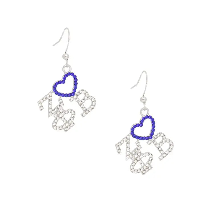 Zpb Greek Heartfelt Pride Bling Fish Hook Earrings