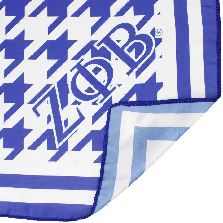 Zpb Sorority Houndstooth Square Scarf  Blue and White, Multi Tone